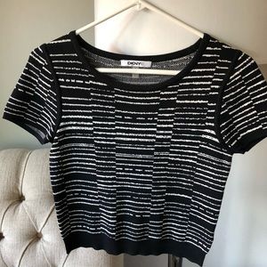 *SOLD* DKNY black and white crop sweater